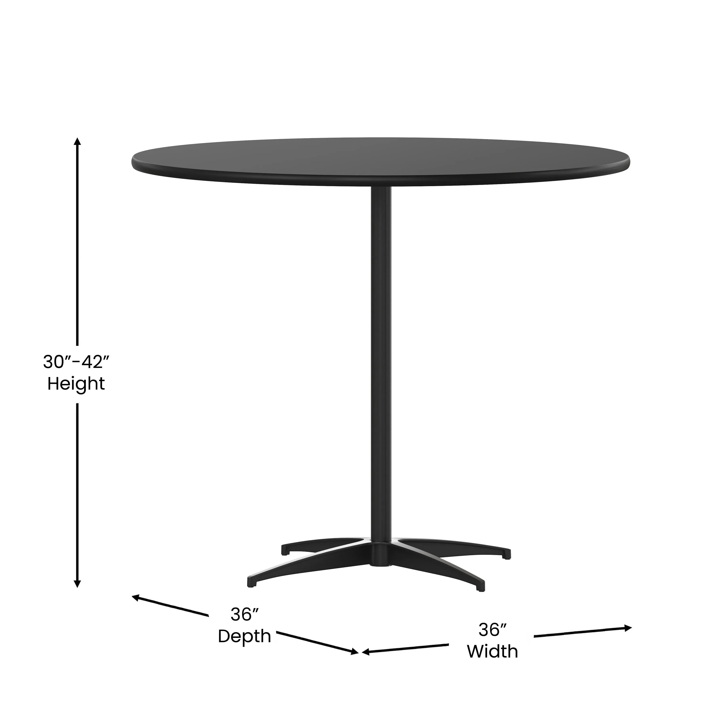 36'' Round Wood Cocktail Table with 30'' and 42'' Columns