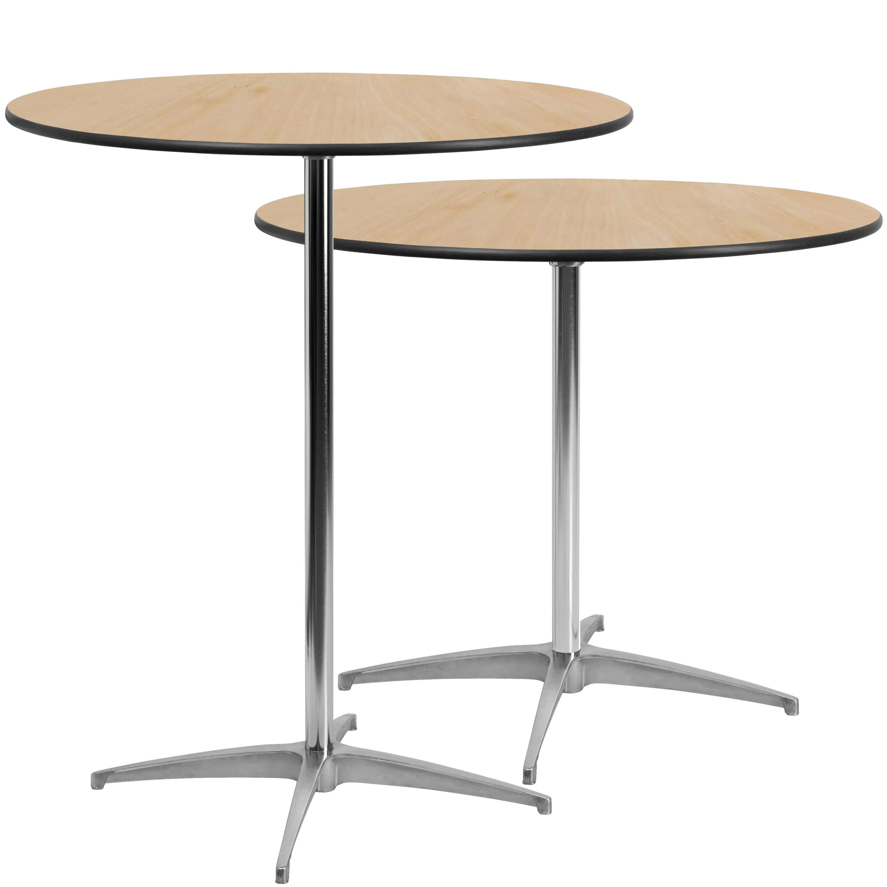 36'' Round Wood Cocktail Table with 30'' and 42'' Columns