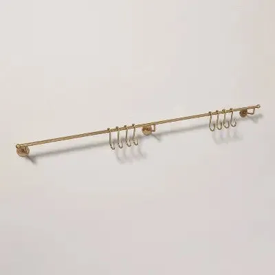 36" Modern Trim Metal S-Hook Wall Rack Brass Finish - Hearth & Hand with Magnolia