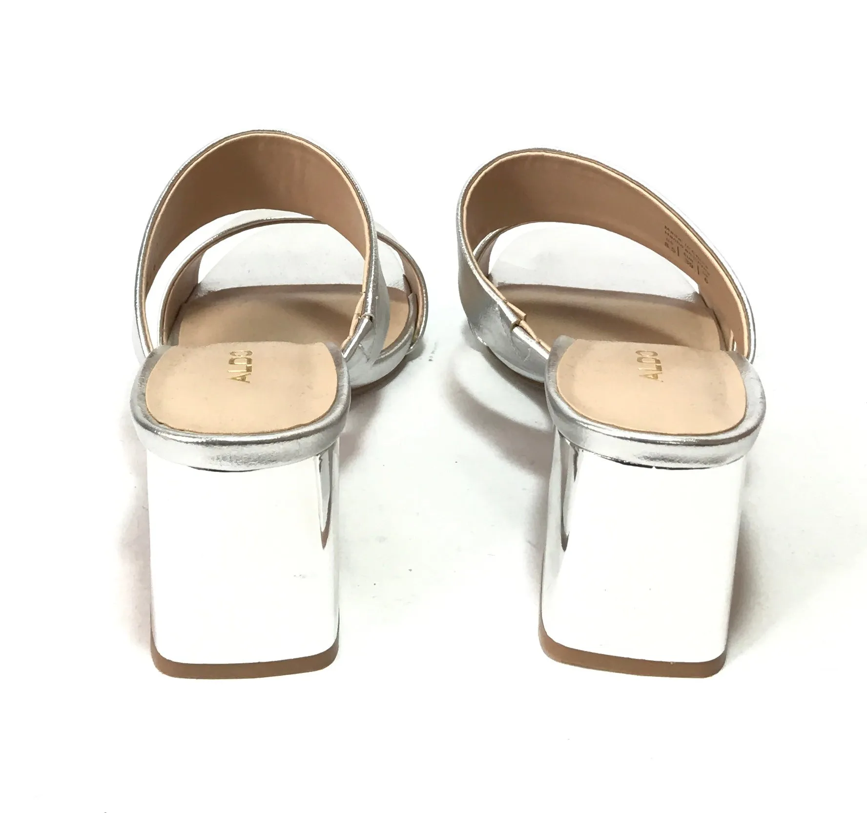 ALDO Silver Dual Strap Block Heels | Like New |