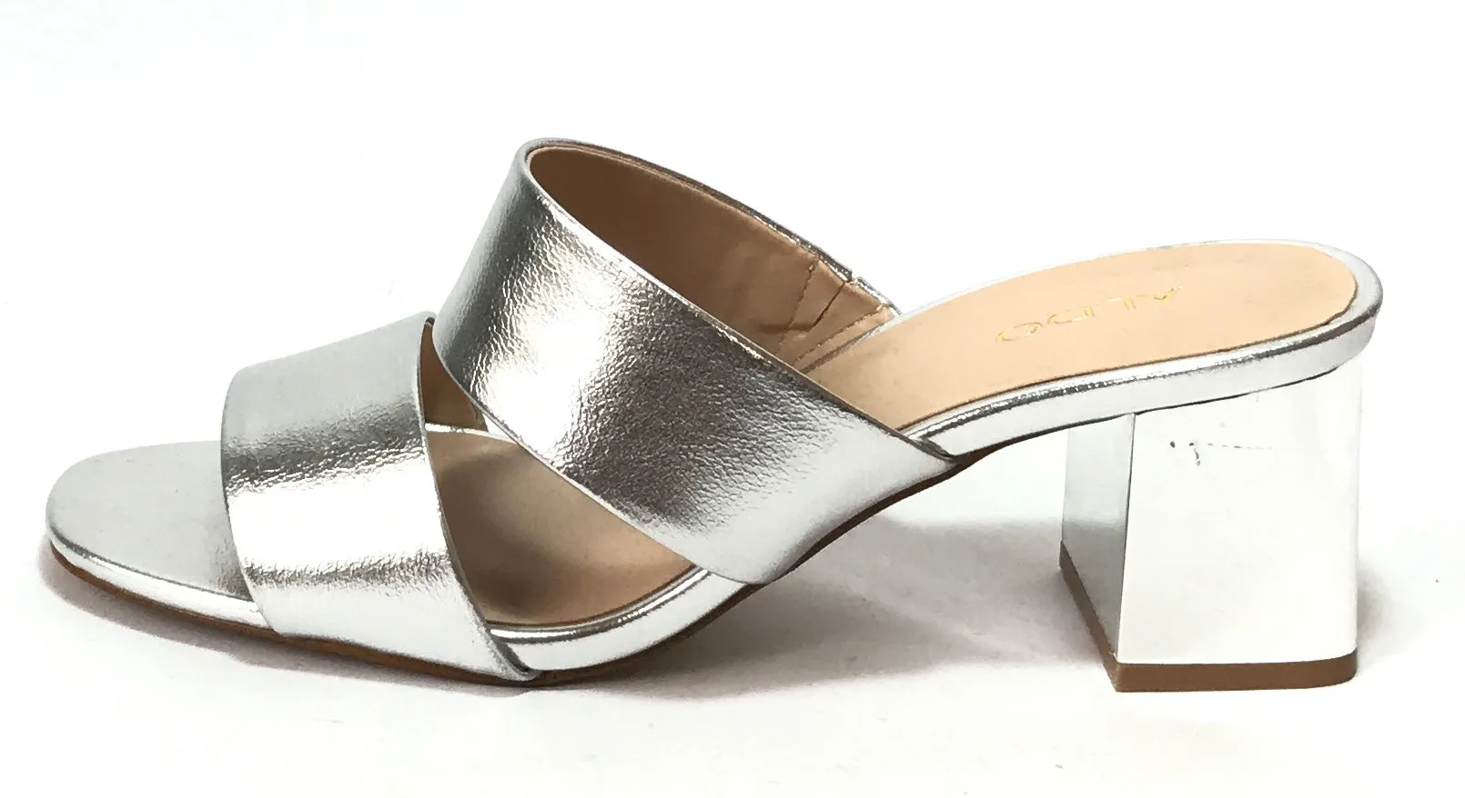 ALDO Silver Dual Strap Block Heels | Like New |