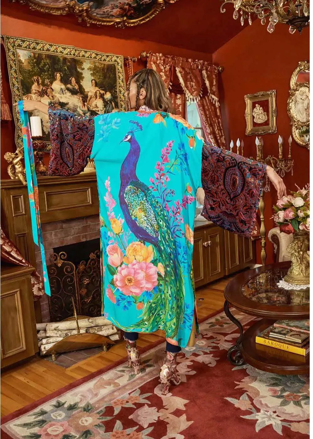 Aratta Peacock Kimono Aqua Blue