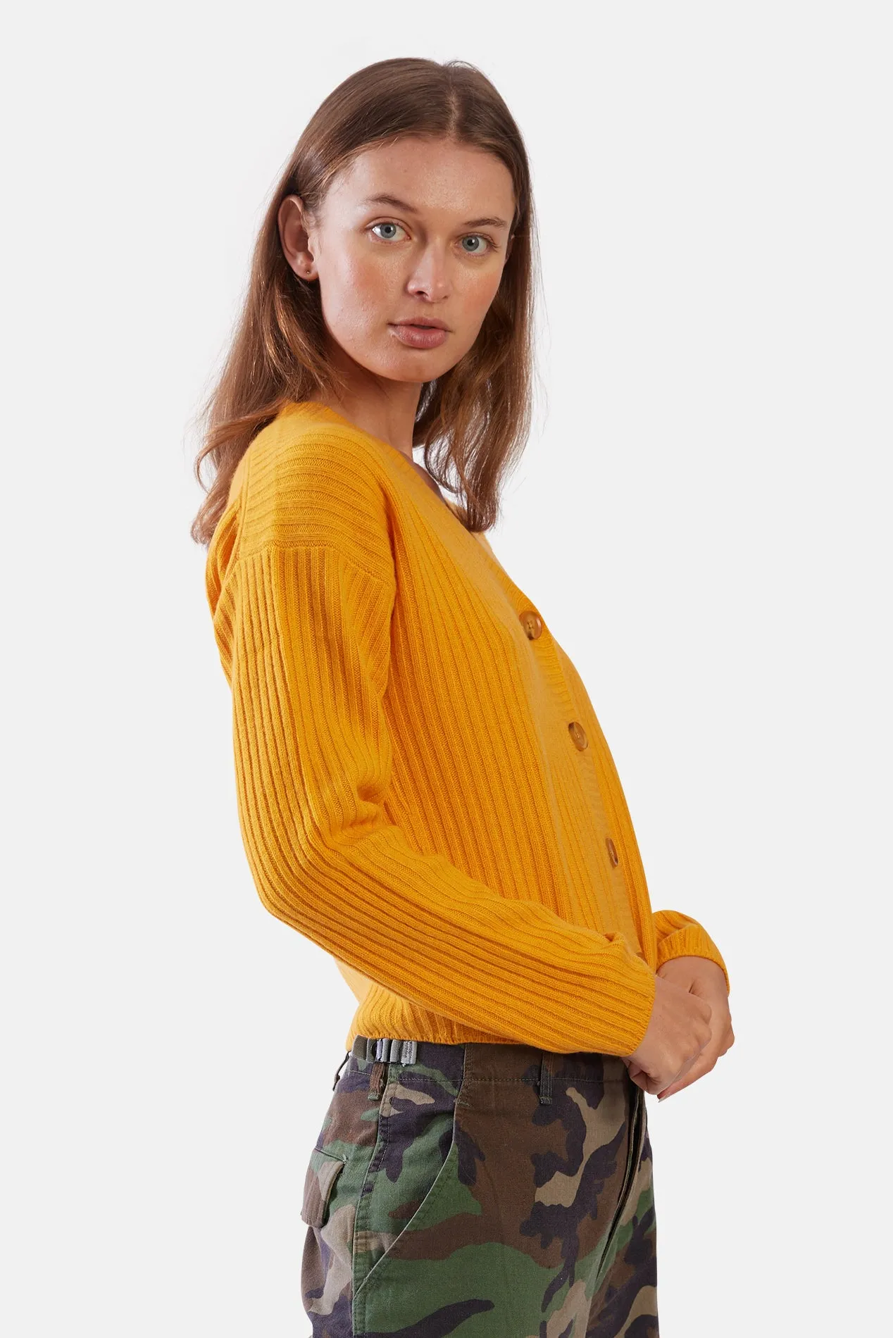 Beatrice Ribbed Cardigan Carotin