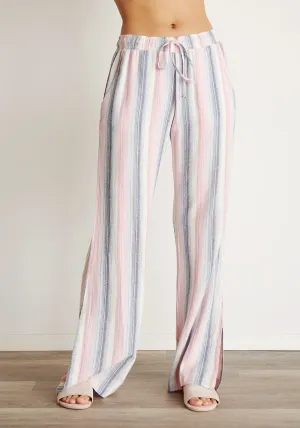 BELLA DAHL - Slide Slit Wide Leg Pant in Sunset Stripe