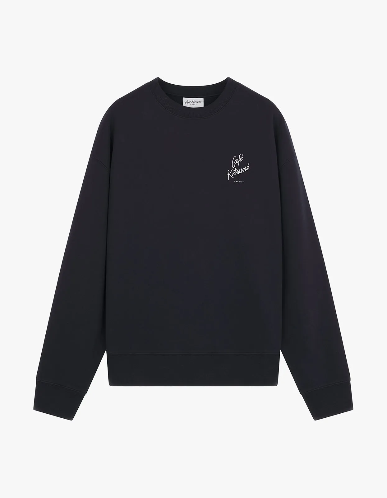 Cafe Kitsune Coffee Cup Relaxed Sweatshirt - Black P199