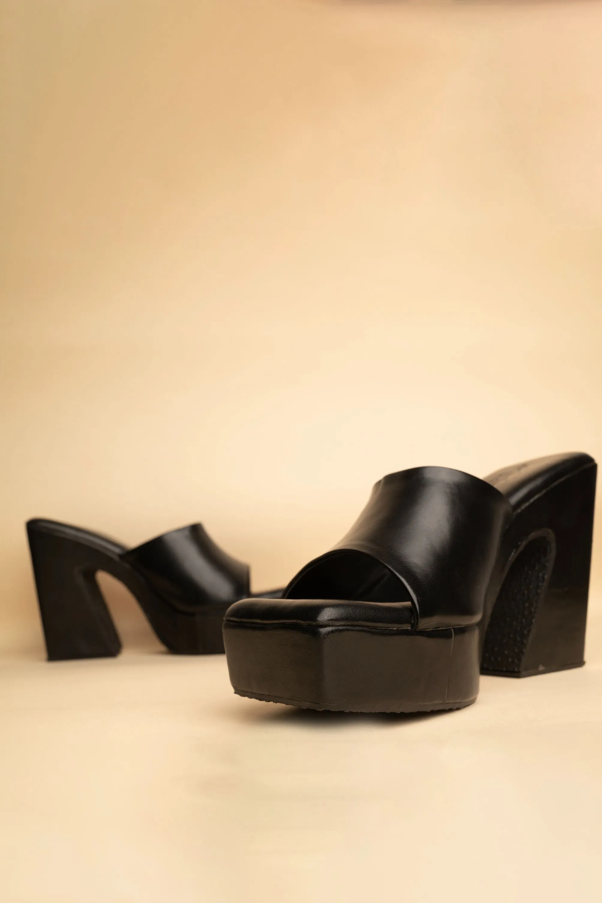 Camellia Black Heels