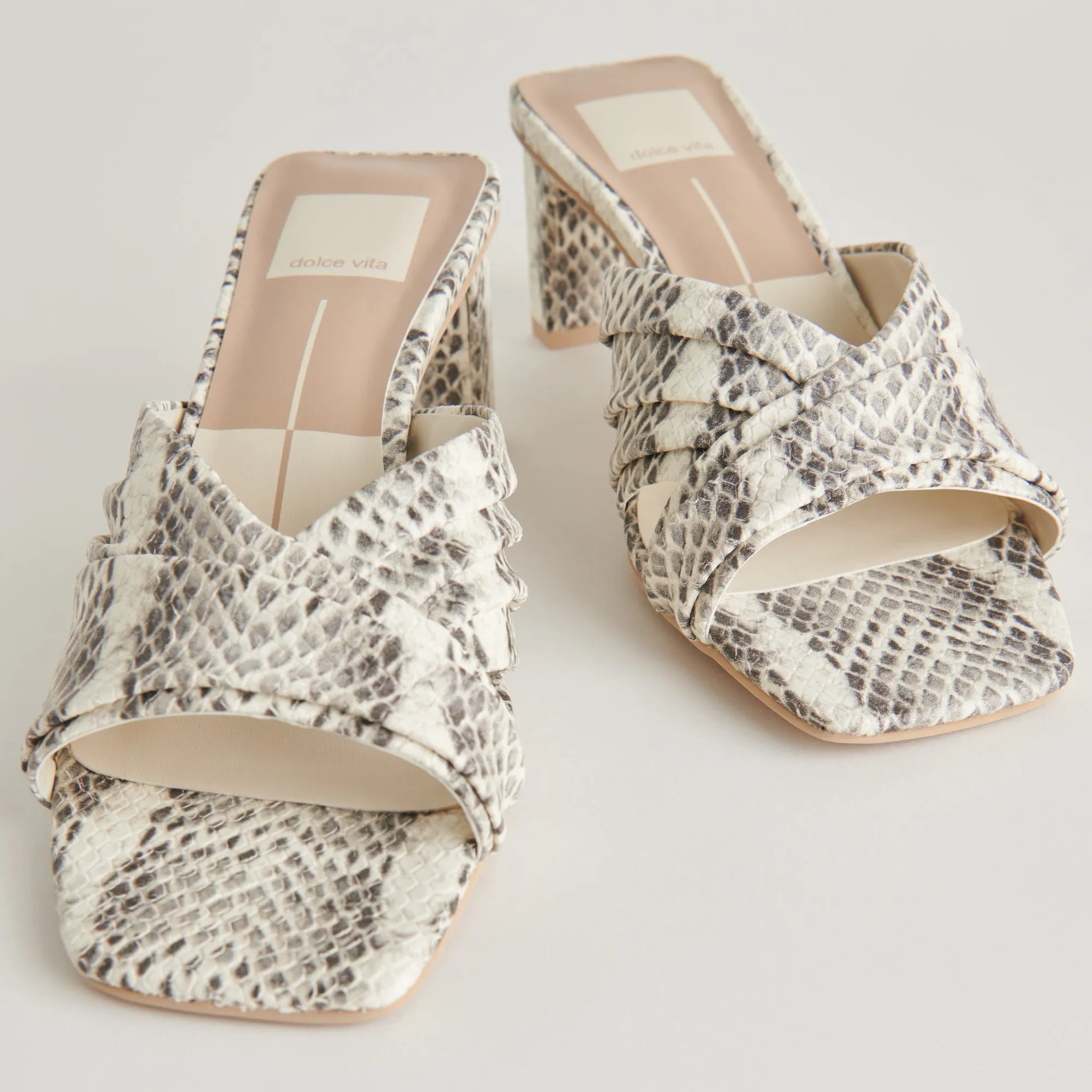 CARLAN HEELS GREY WHITE EMBOSSED SNAKE