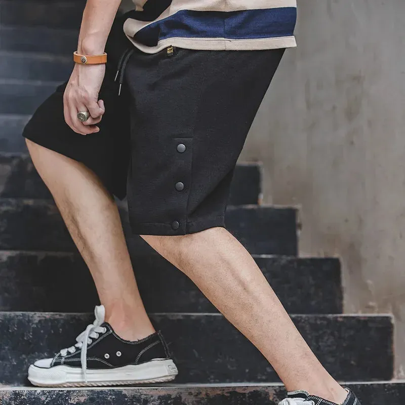 Casual Cargo Knitted Basketball Work Cotton Shorts with Tactical Buttoned Pocket