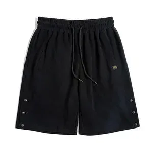 Casual Cargo Knitted Basketball Work Cotton Shorts with Tactical Buttoned Pocket