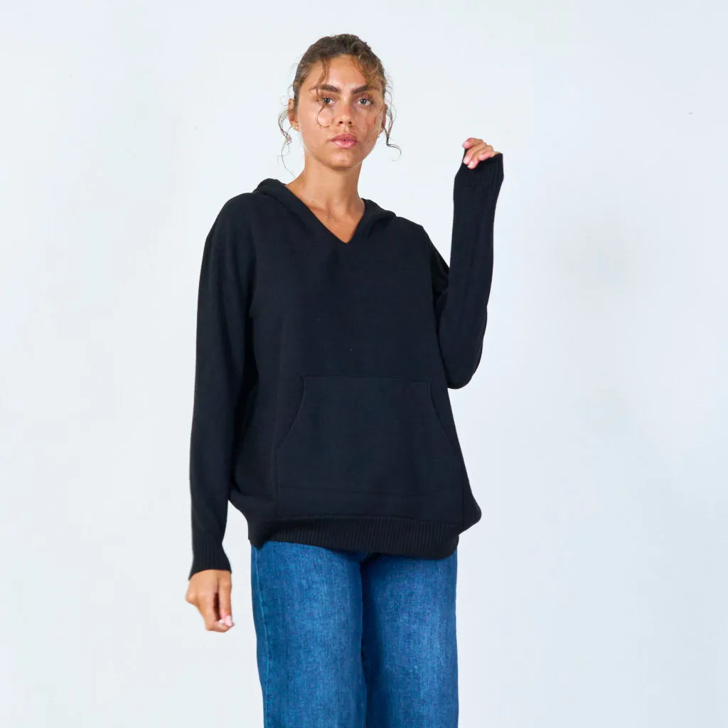 Casual oversized hoodie with front pocket wholesale