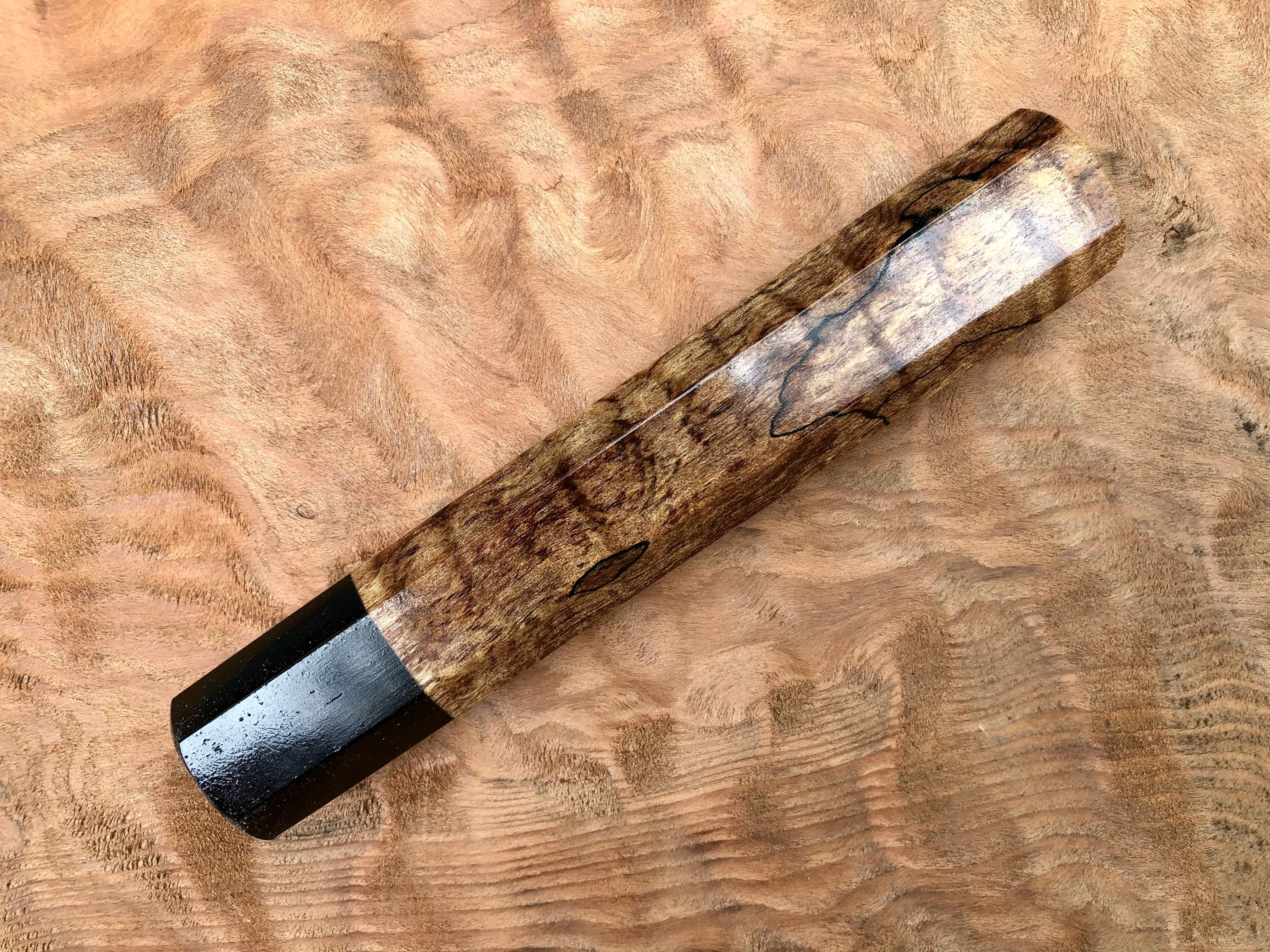 Custom Japanese Knife Handle - Spalted maple and horn