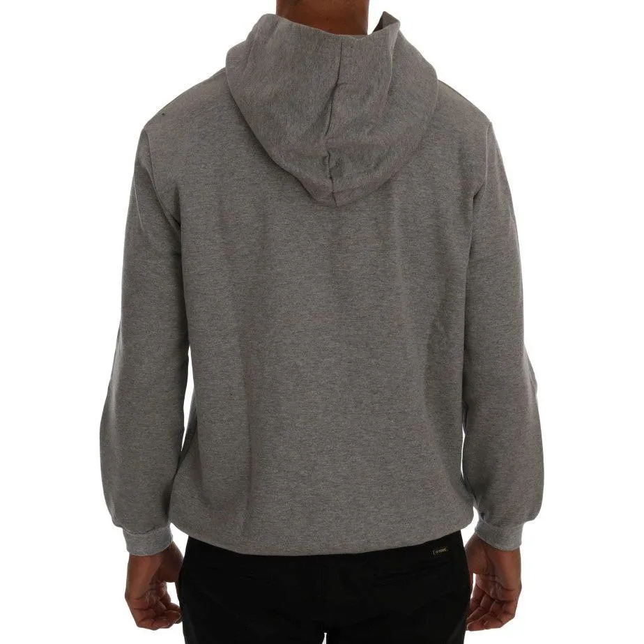 Daniele Alessandrini Sophisticated Gray Cotton Hooded Sweater