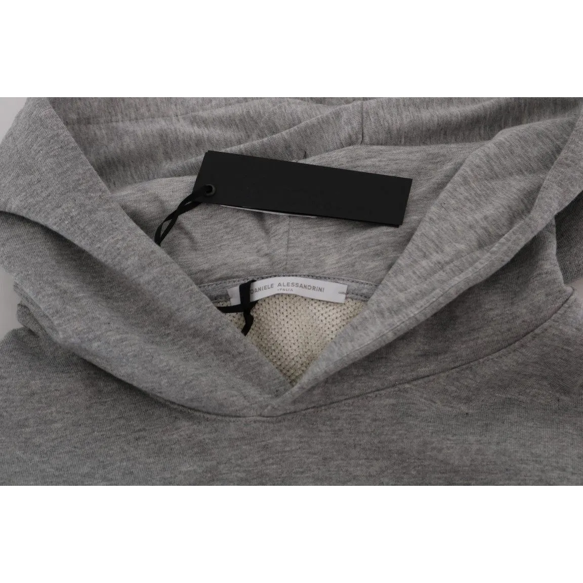 Daniele Alessandrini Sophisticated Gray Cotton Hooded Sweater