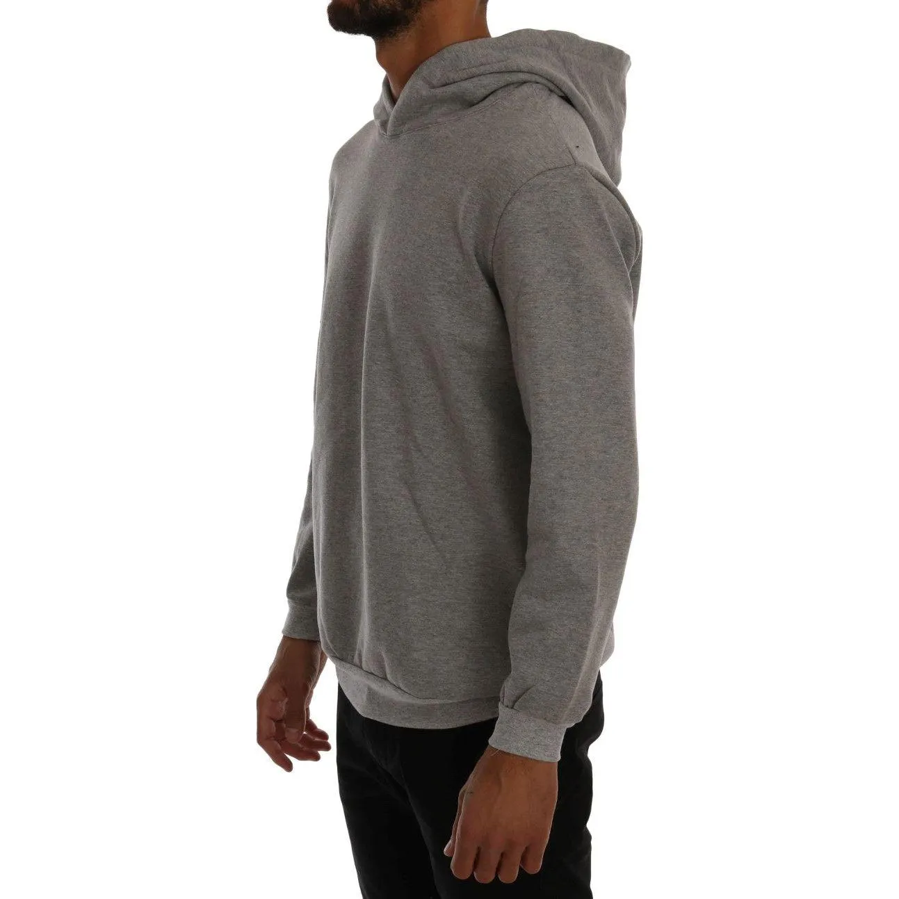 Daniele Alessandrini Sophisticated Gray Cotton Hooded Sweater