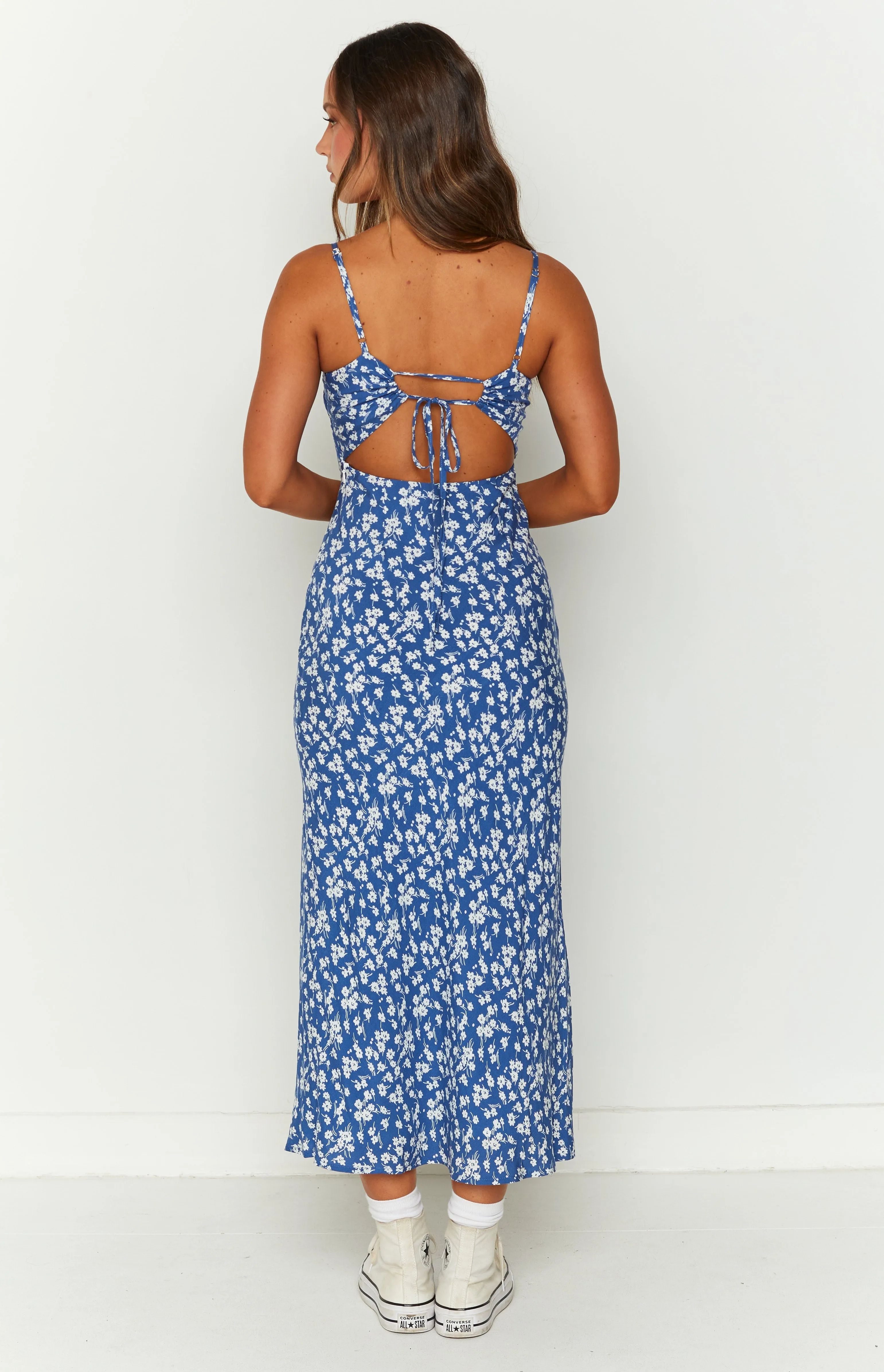 Delphine Blue Floral Midi Dress