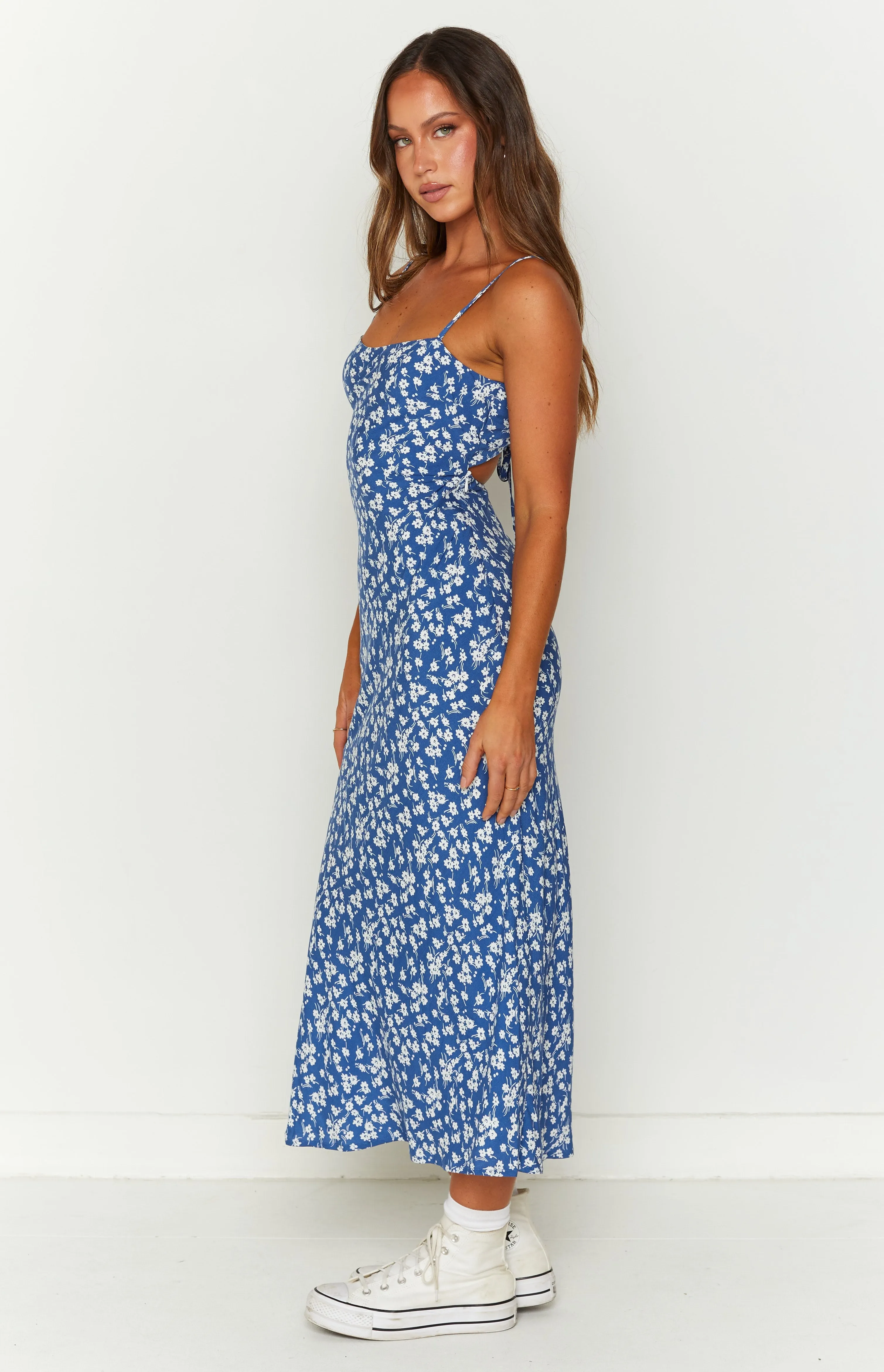 Delphine Blue Floral Midi Dress