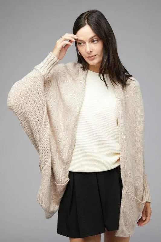 Dolman sleeve slouchy open cardigan