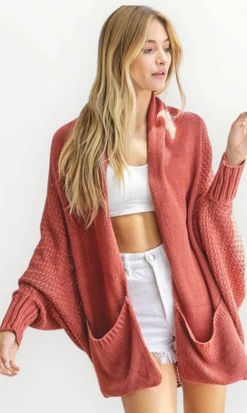 Dolman sleeve slouchy open cardigan