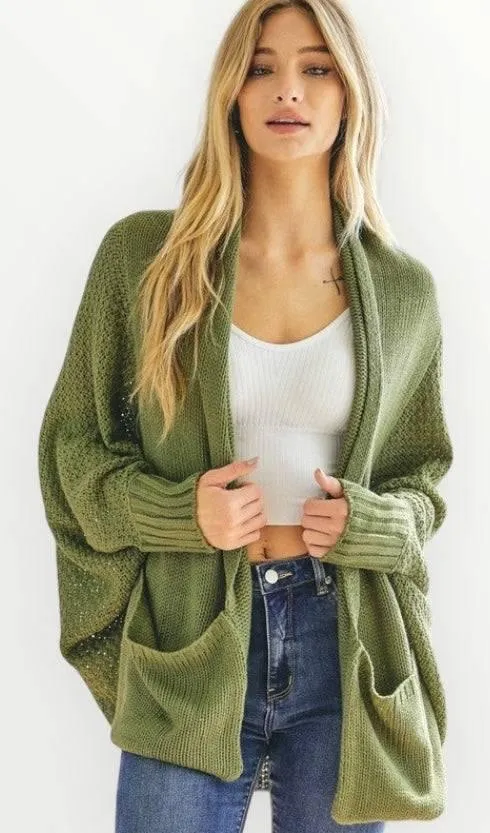 Dolman sleeve slouchy open cardigan