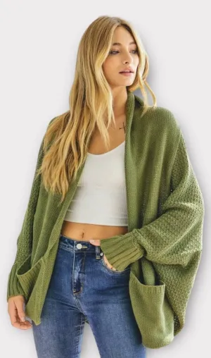 Dolman sleeve slouchy open cardigan