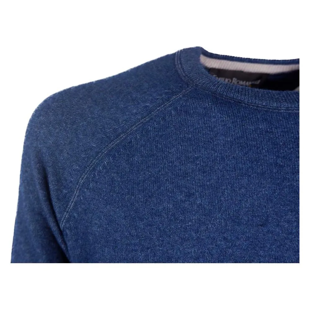 Emilio Romanelli Navy Blue Cashmere Crew Neck Sweater - Slim Fit