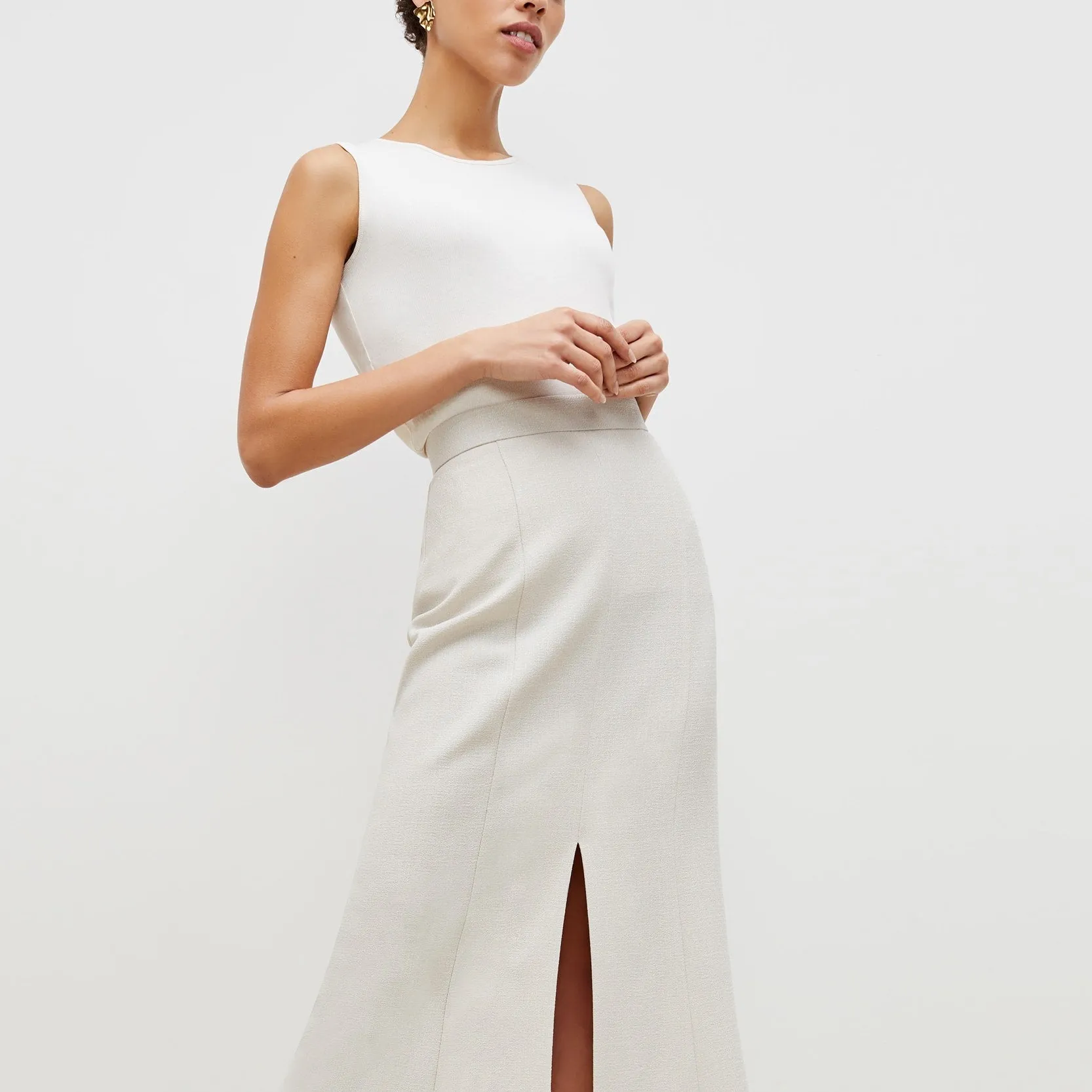 Eva Skirt - Textured Suiting :: Magnolia