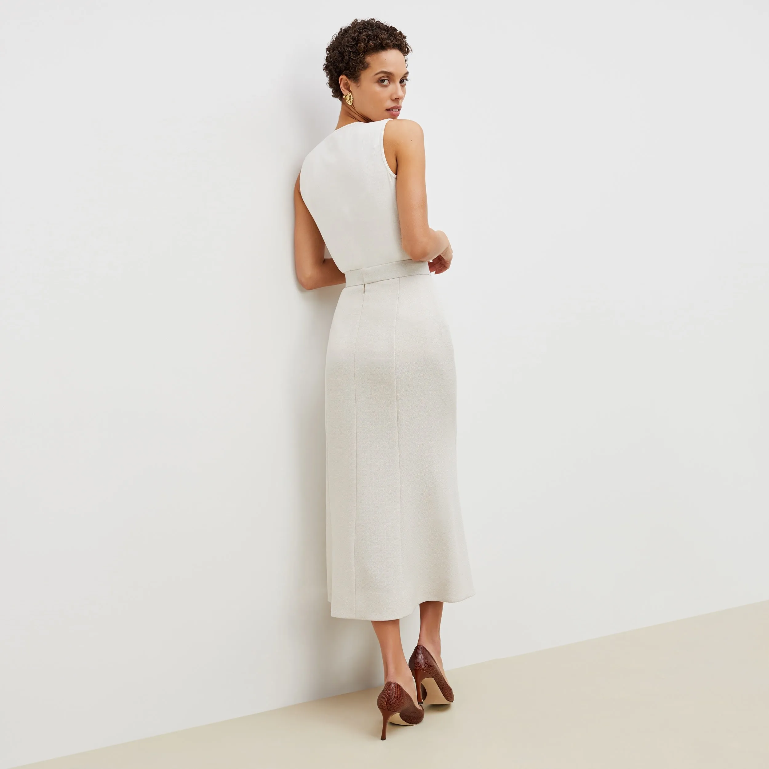 Eva Skirt - Textured Suiting :: Magnolia