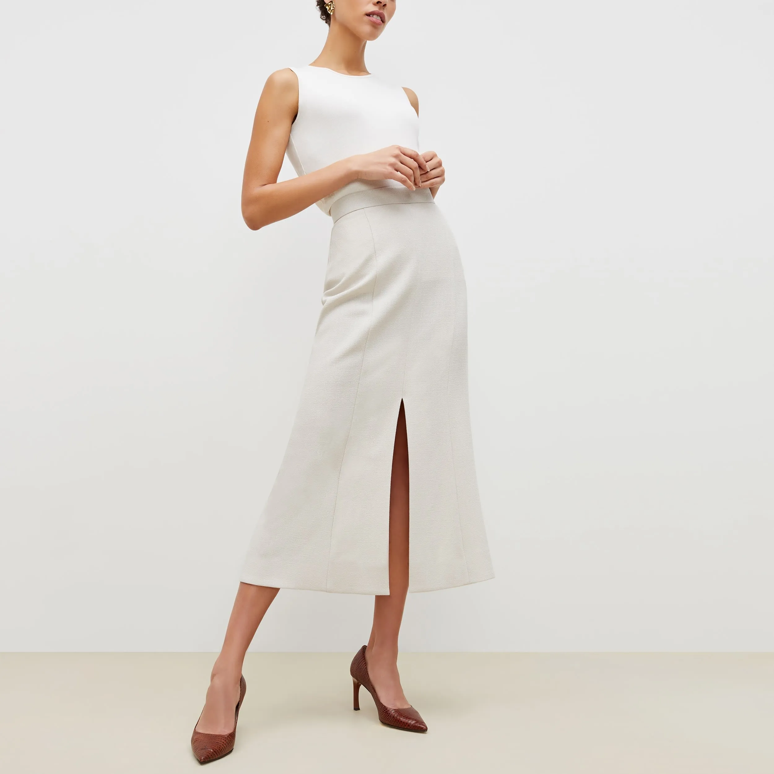 Eva Skirt - Textured Suiting :: Magnolia