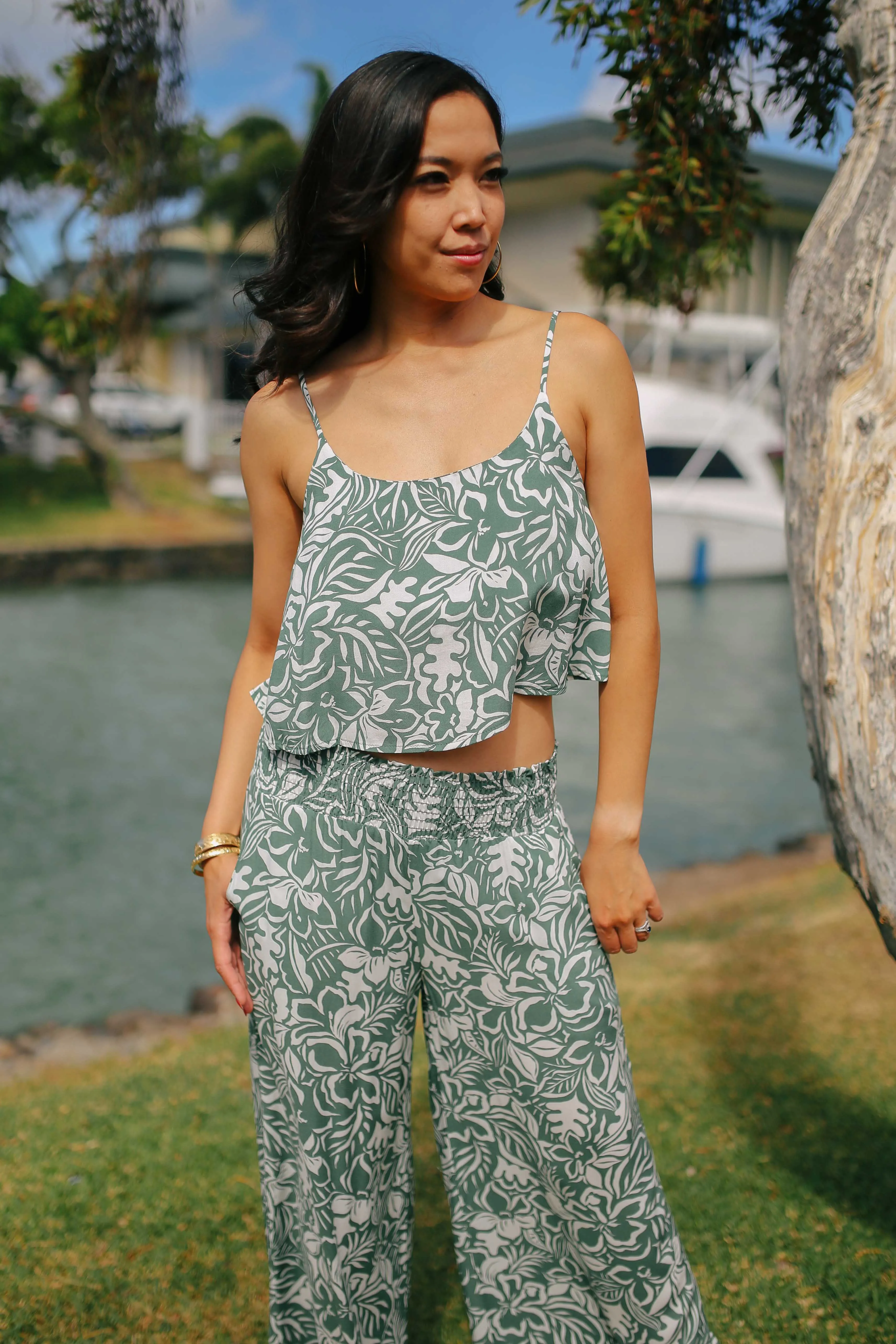 Floral Contrast Print Set (GREEN RESTOCK)