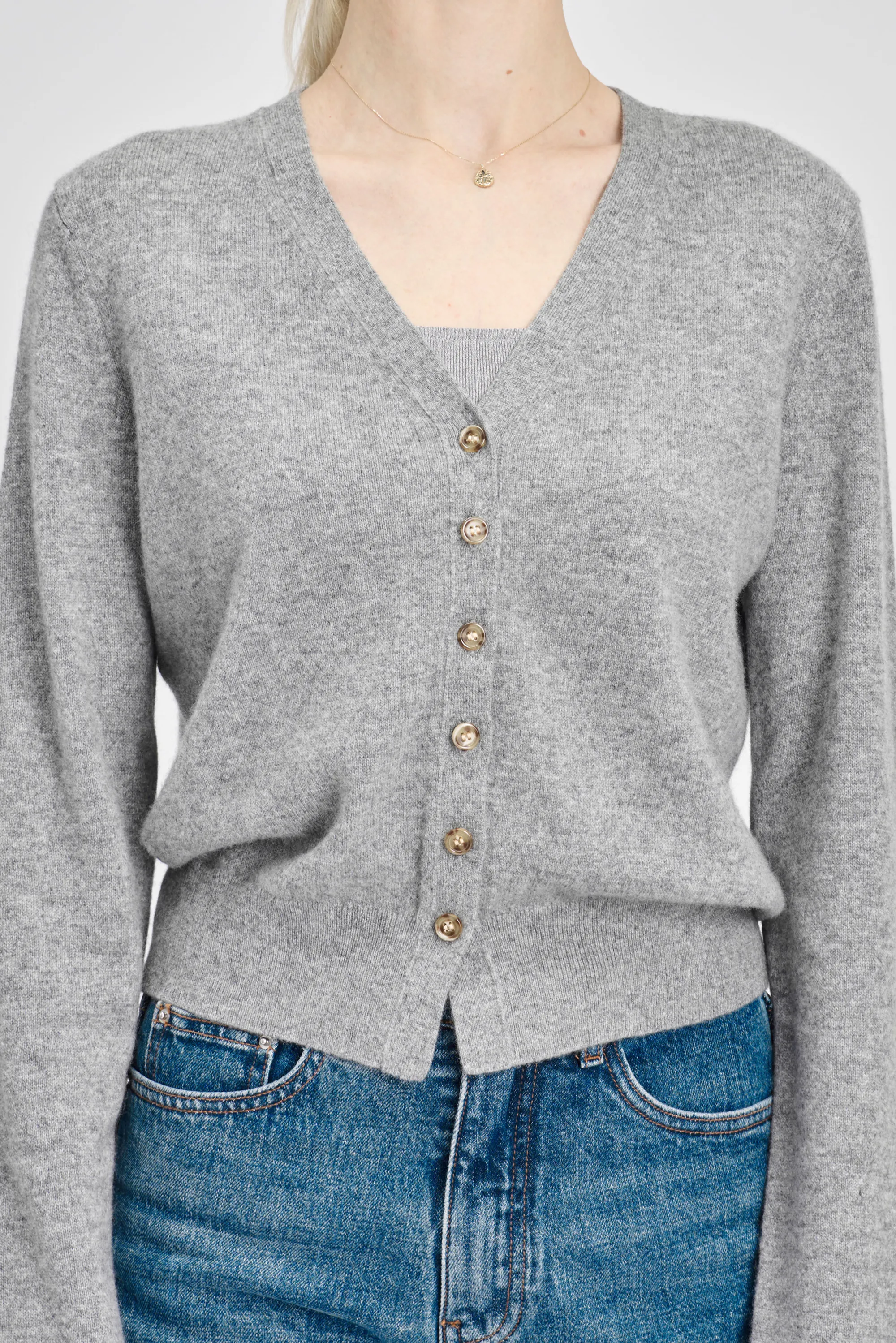 GRACE superfine cashmere cardigan (Grey)