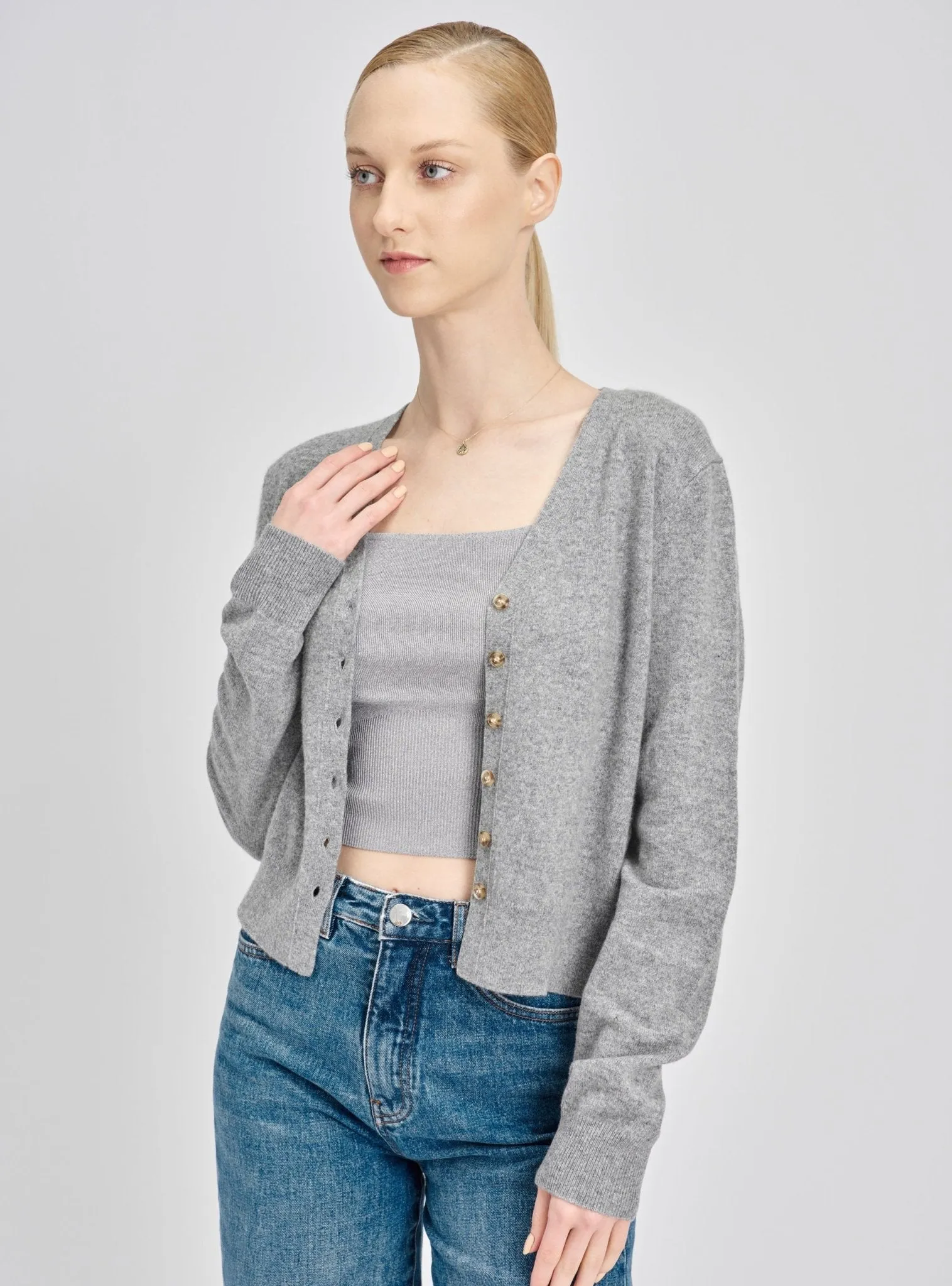 GRACE superfine cashmere cardigan (Grey)