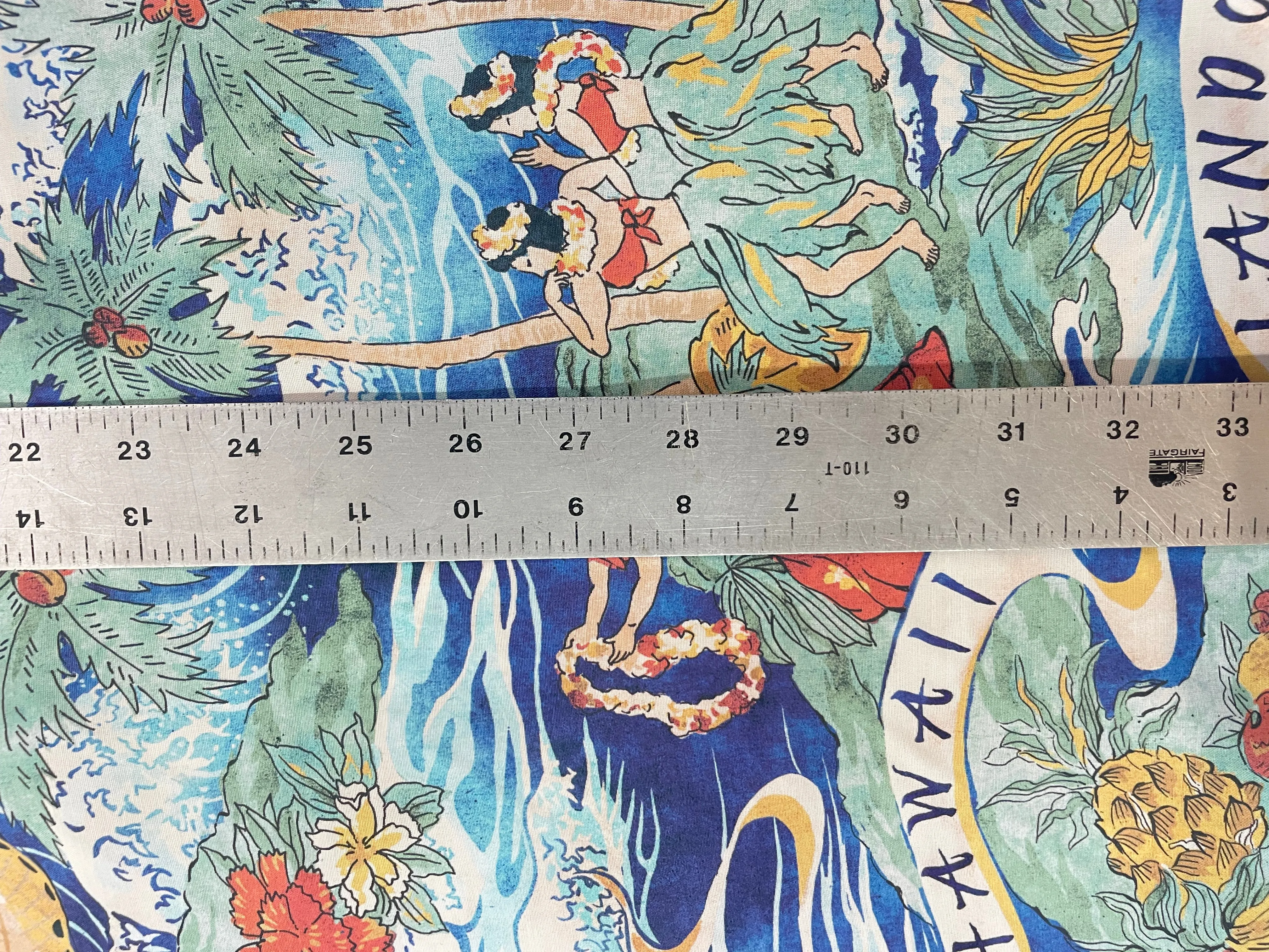 Hawaiian Rayon Conversation Print - Blue & Multicolor