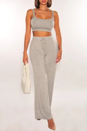 Heather Gray Tank Palazzo Pants Two Piece Set