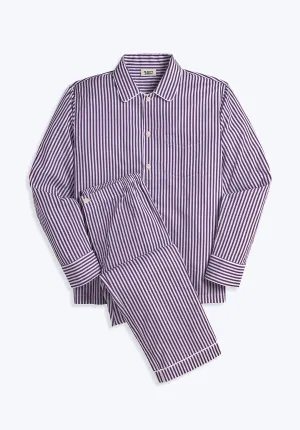 Henry Pajama Set in Purple Sateen Stripe