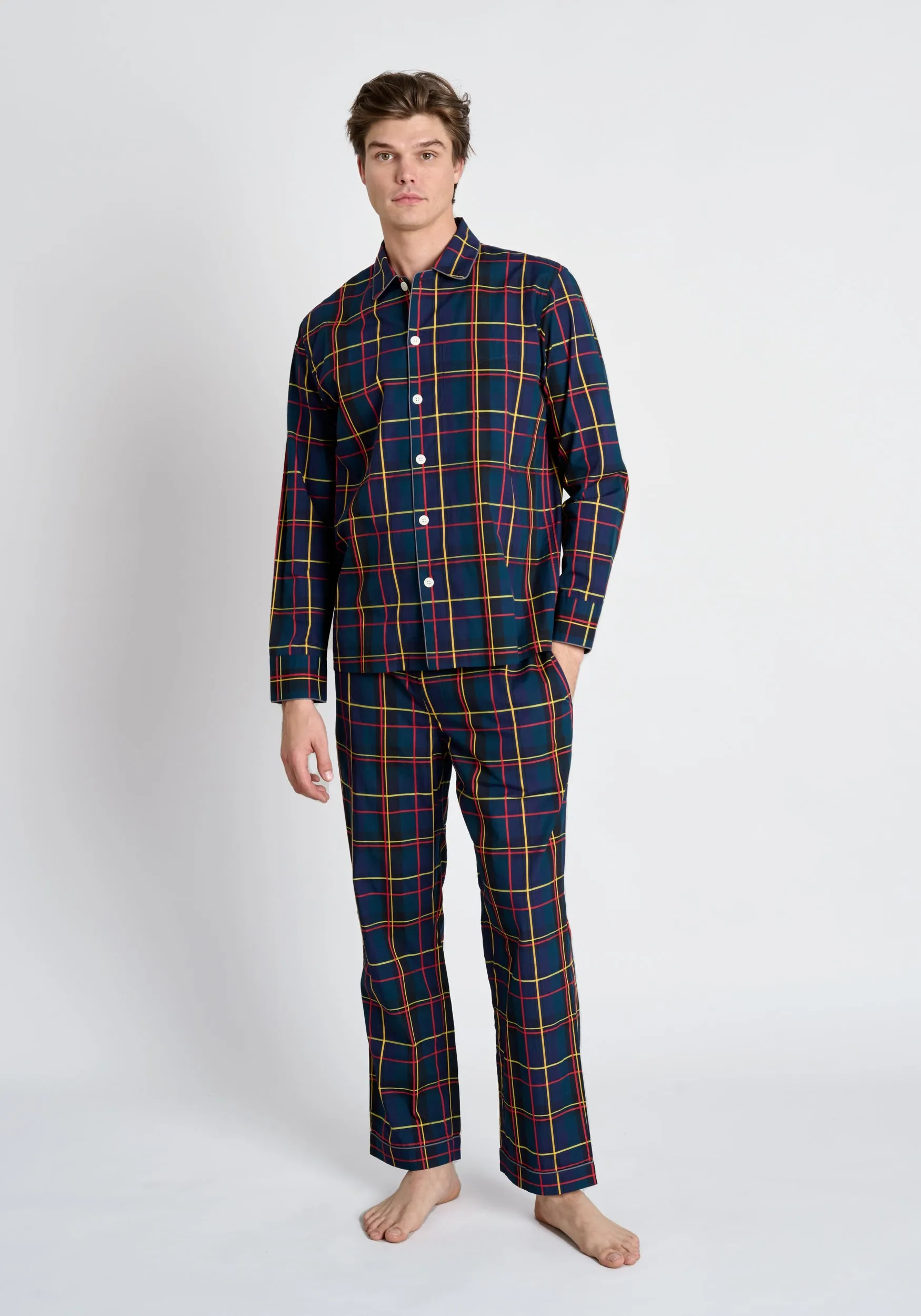 Henry Pajama Set in Sateen Holiday Plaid