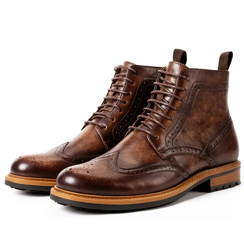 High Quality Brogue Leather Boots