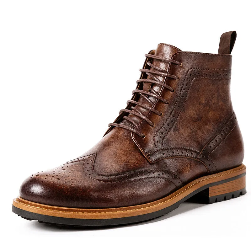 High Quality Brogue Leather Boots