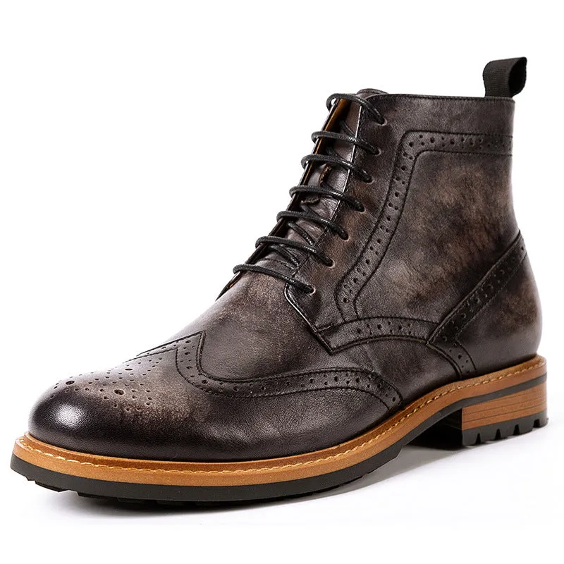 High Quality Brogue Leather Boots