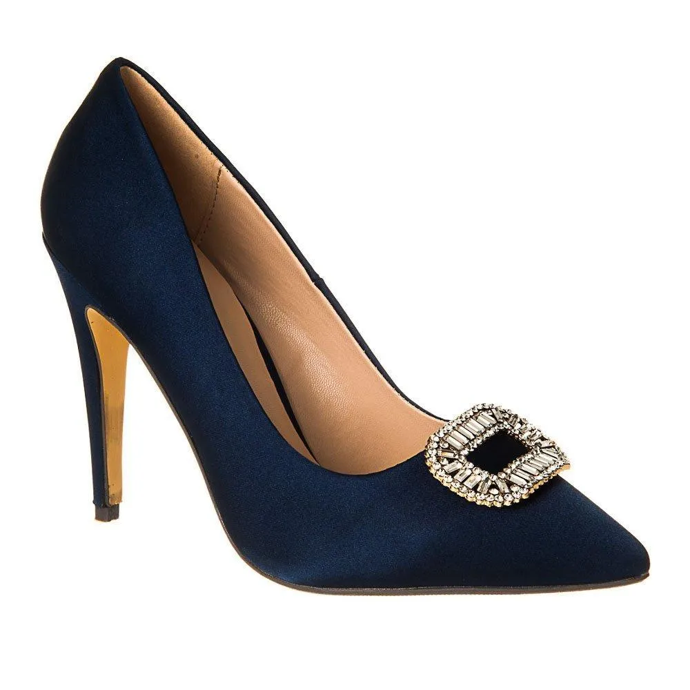 High Stiletto Heel Pointed-Toe Satin Court Shoe