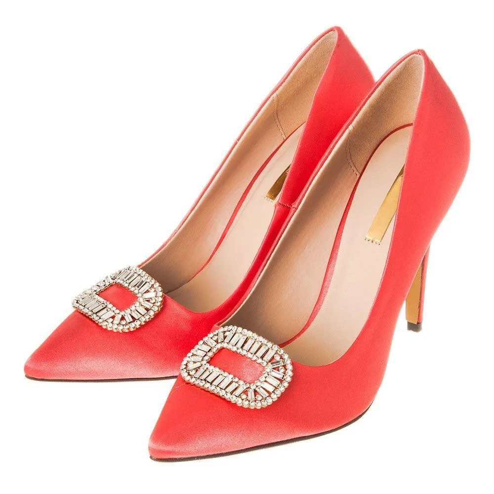 High Stiletto Heel Pointed-Toe Satin Court Shoe