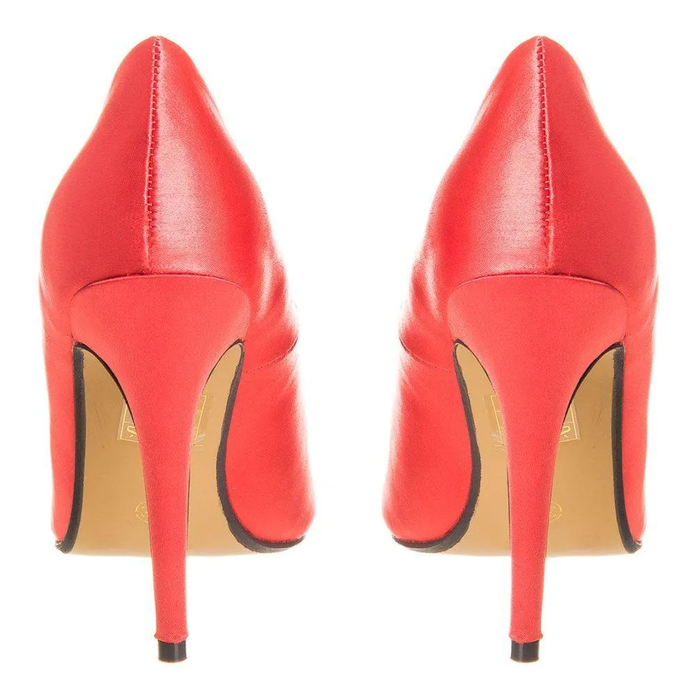 High Stiletto Heel Pointed-Toe Satin Court Shoe