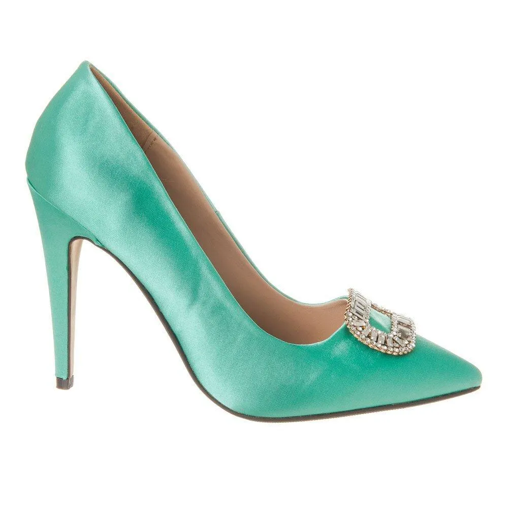 High Stiletto Heel Pointed-Toe Satin Court Shoe