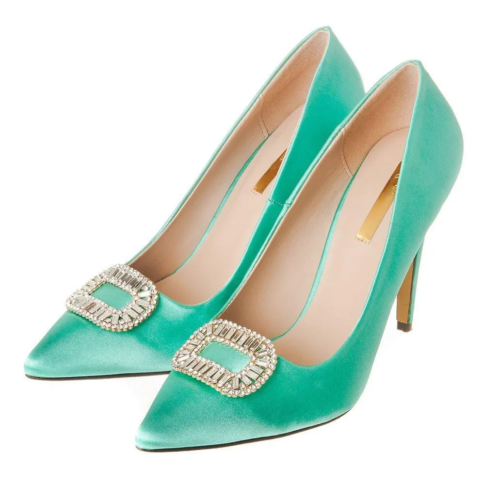 High Stiletto Heel Pointed-Toe Satin Court Shoe