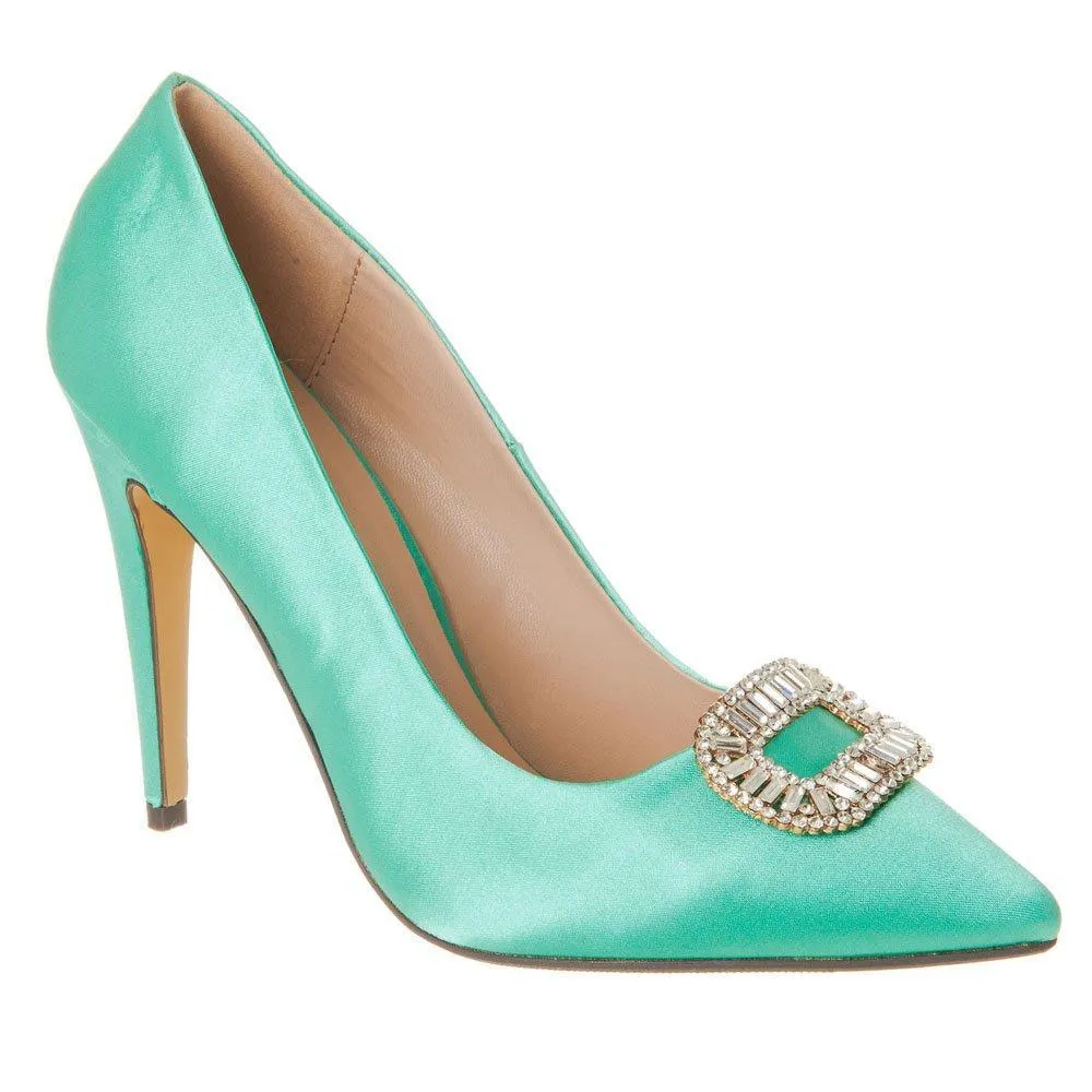 High Stiletto Heel Pointed-Toe Satin Court Shoe