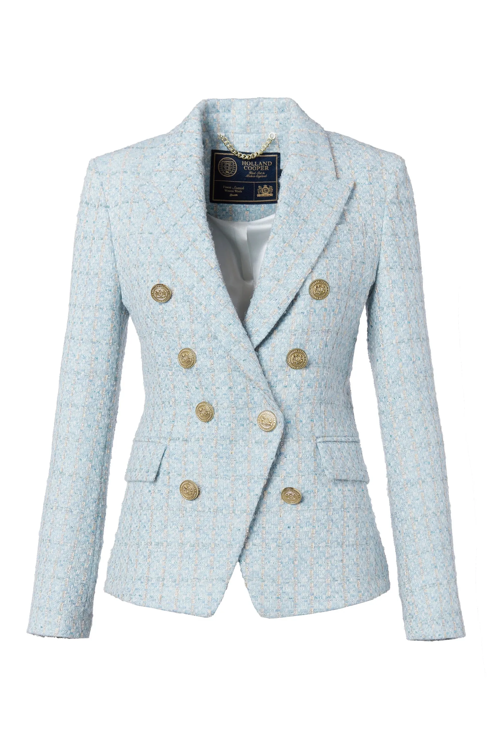 Holland Cooper Knightsbridge Ladies Blazer in Sky Blue Boucle