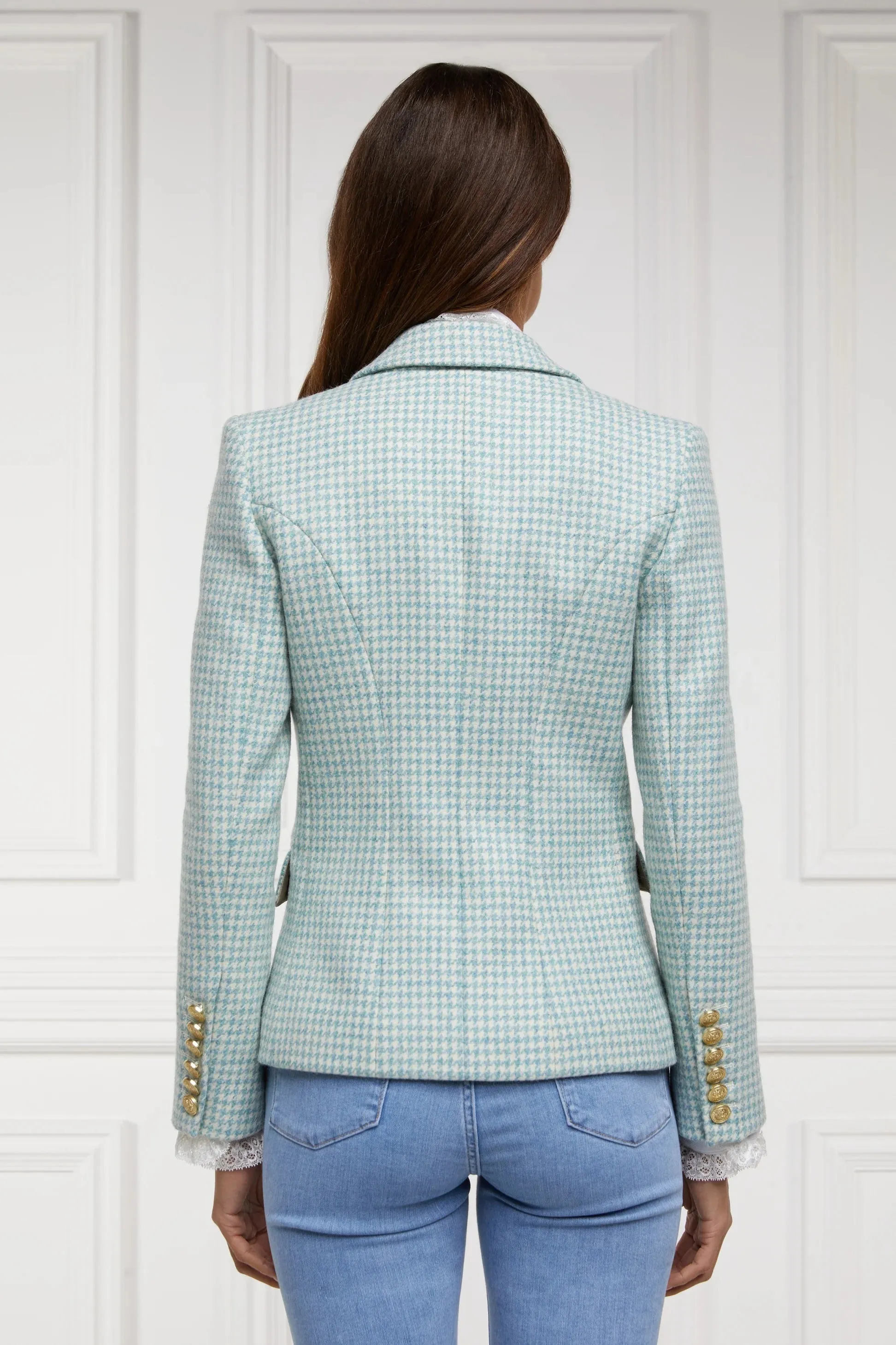 Holland Cooper Knightsbridge Ladies Blazer in Teal Houndstooth