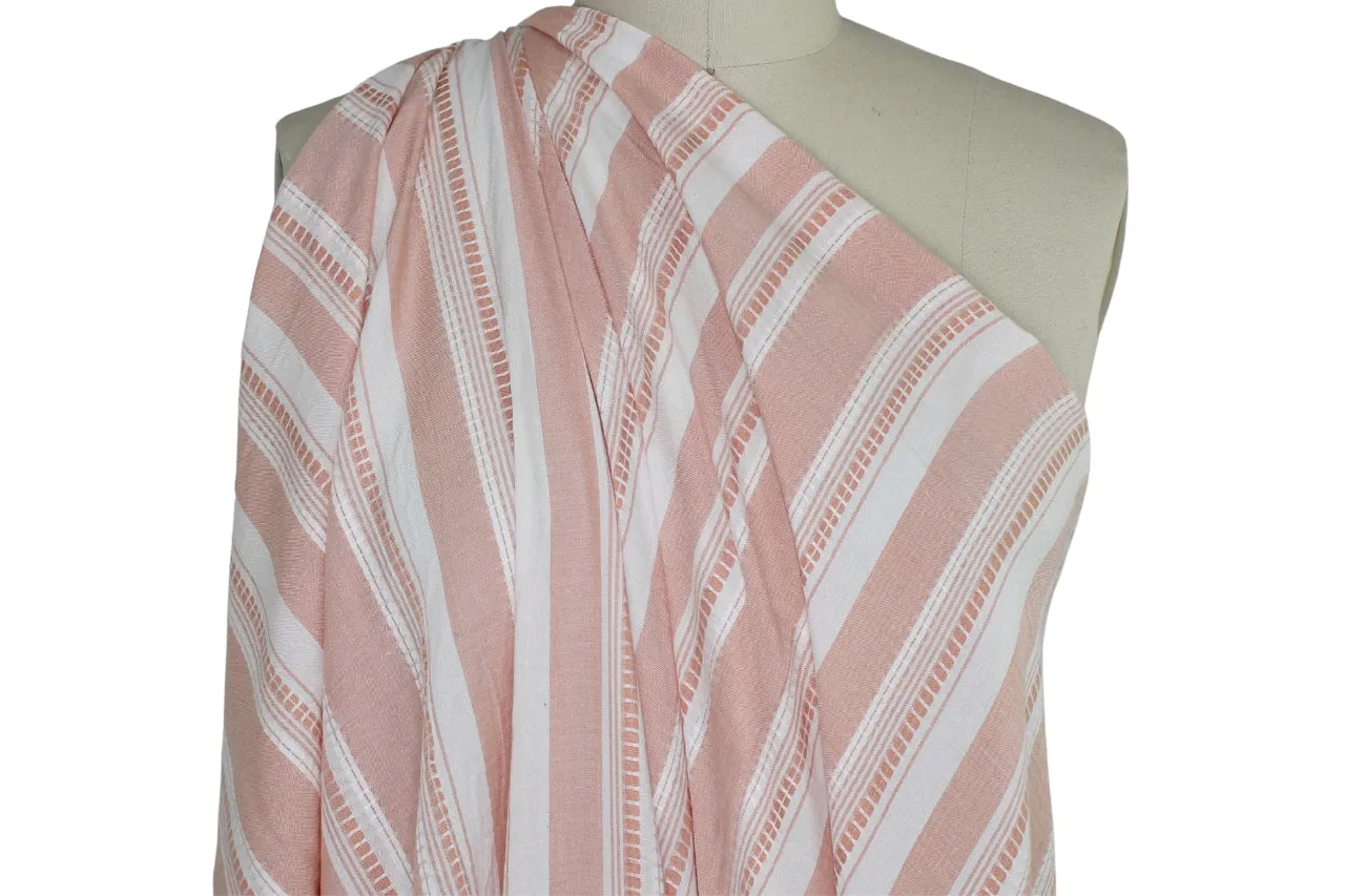 Jacquard Stripe Gauzy Rayon Blouse Weight - Soft Peaches