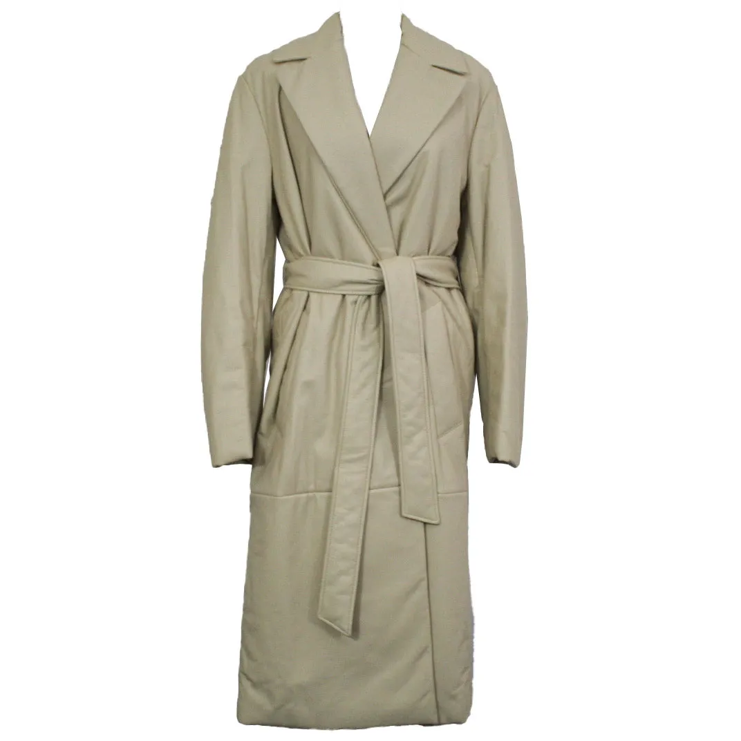 Joseph Brand New £1695 Eggshell Cola Padded Leather Belted Coat XXS/XS/S/M