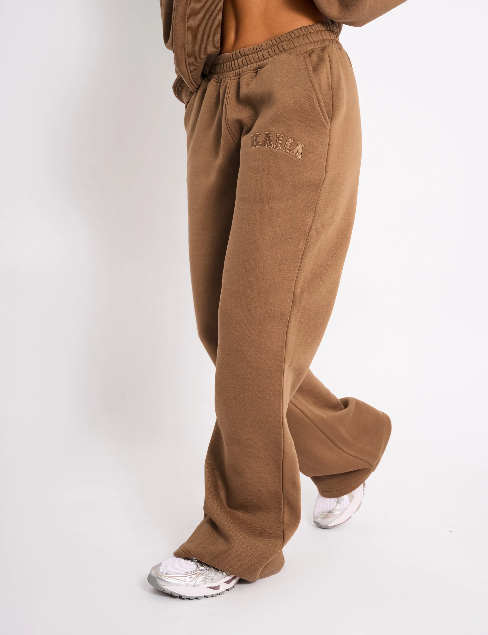 Kaiia Logo Wide Leg Joggers Gingerbread