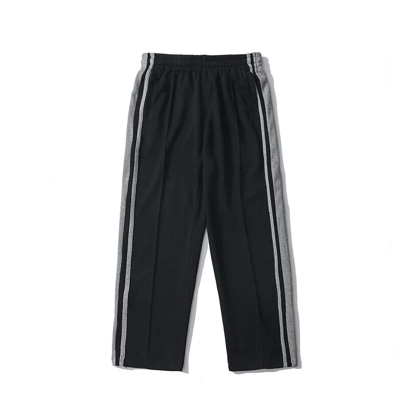 Korean Clothes Joggers Basketball Pants Punk Mens Clothing Loose Stripe Trousers